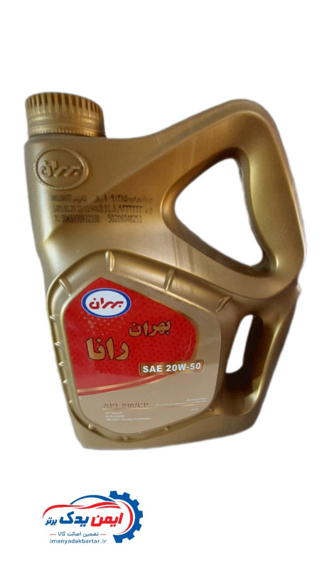 گالن ۴ لیتری روغن موتور نیمهسینتتیک بهران رانا با مشخصات فنی SAE 20W-50 و سطح کیفی API SM/CF